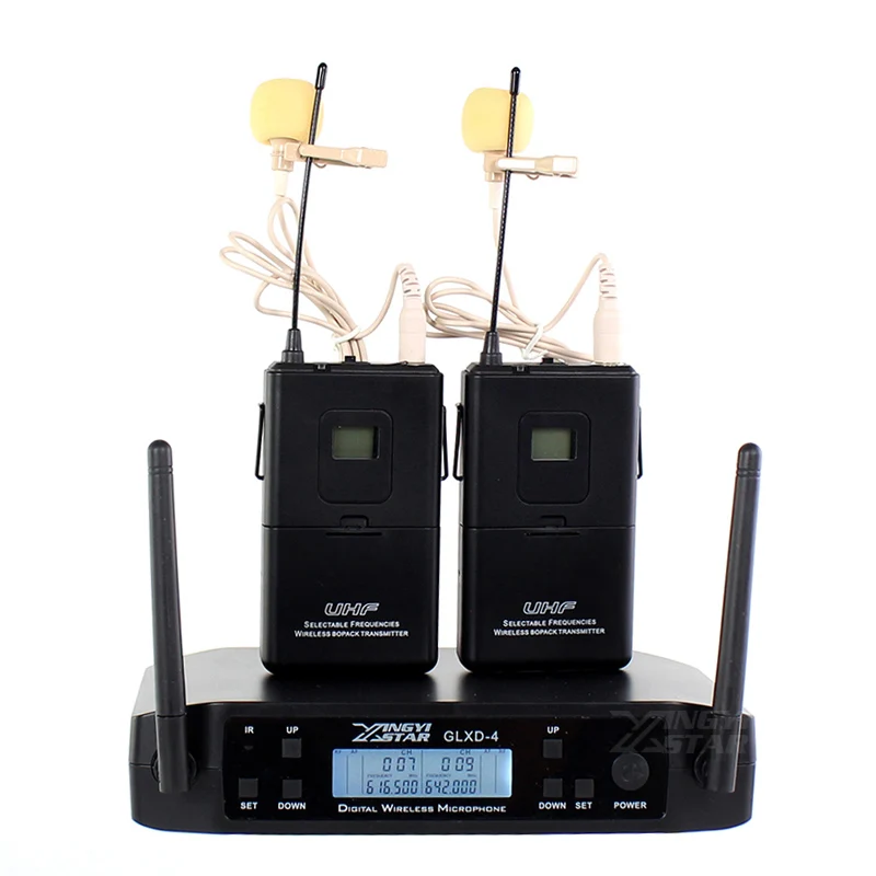 GLXD24 GLXD4 Профессиональный UHF беспроводной микрофон Система гарнитура микрофон беспроводной приемник для караоке домашняя сценическая церковь - Цвет: Wireless Lapel Mic