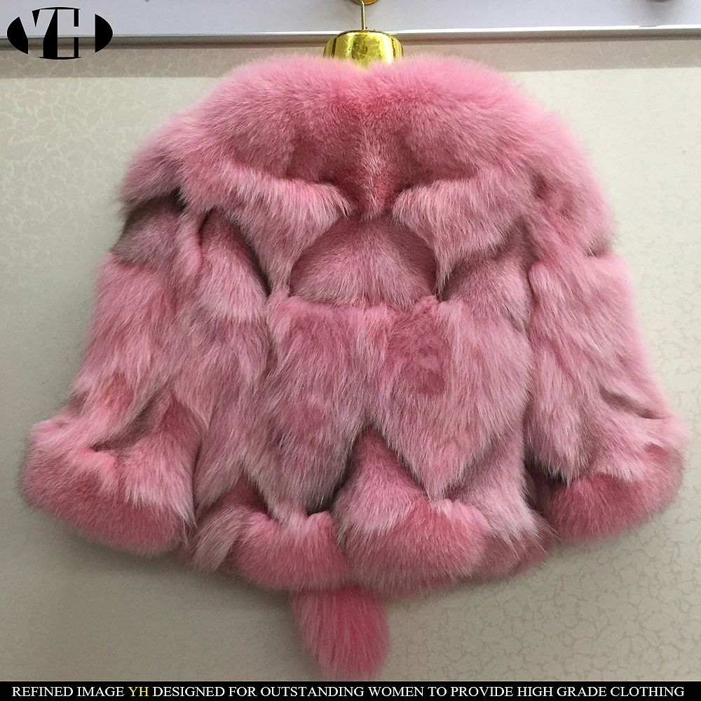 2019 new arrive women winter thick warm fur coat real fox jacket big collar outfit solid color fashion outerwear | Женская одежда