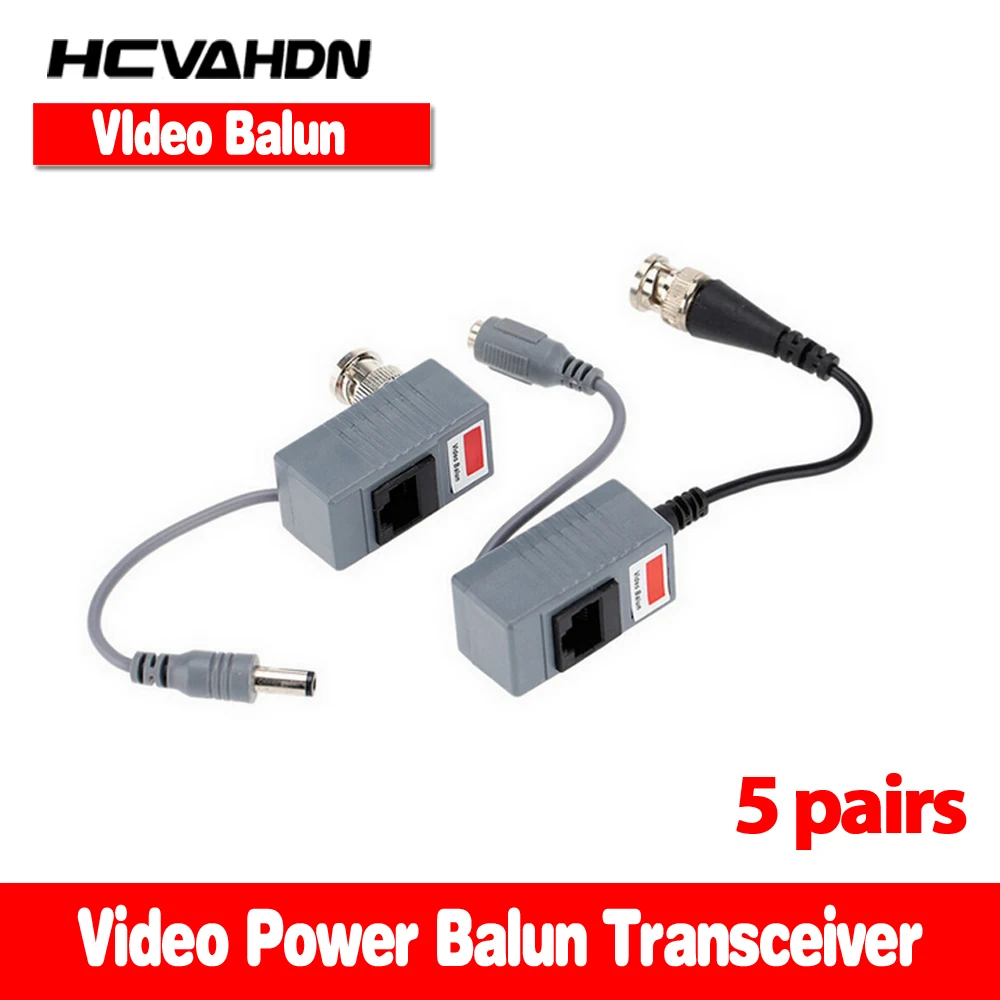 5 пар CCTV камеры аксессуары аудио видео балун трансивер BNC UTP RJ45 Видео met en Power over