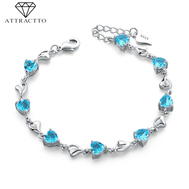 Attrtto S925 Серебряный Уникальный кубический цирконий браслеты и талисманы для