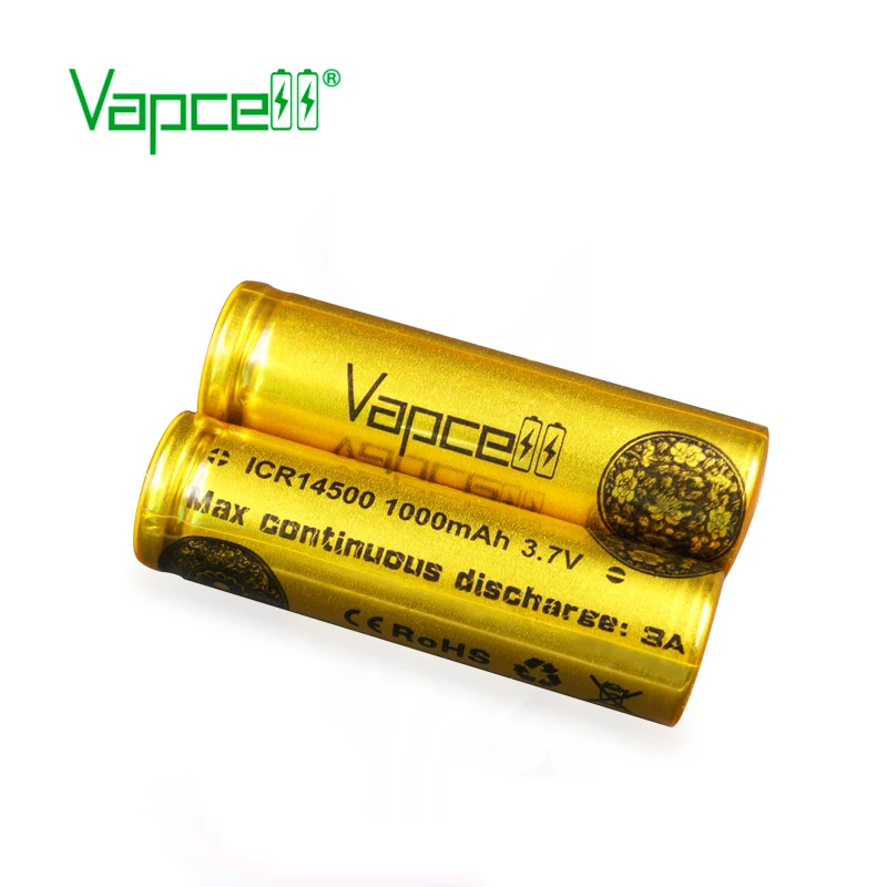 Аккумулятор Vapcell 14500 2 шт. батарея 1000 мАч 3 А ICR14500 для фонариков небольшие
