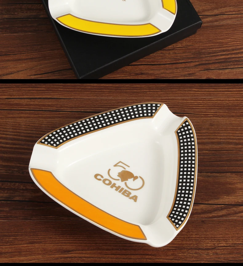 COHIBA сигарные гаджеты домашняя сигарная пепельница Портативный Керамический 3 сигары Пепельница табака пепельницы для сигарет держатель