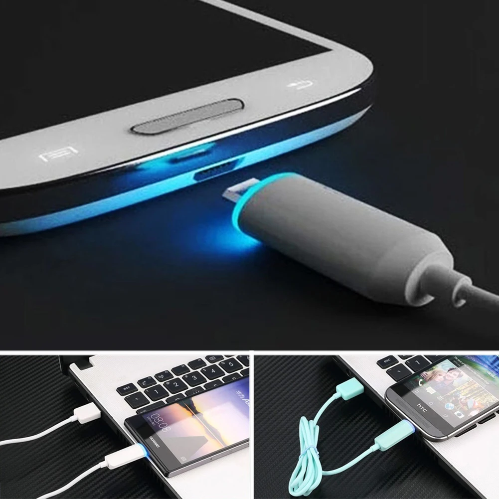 1 м 8-контактный Micro СВЕТОДИОДНЫЙ светильник с индикатором зарядки USB зарядный