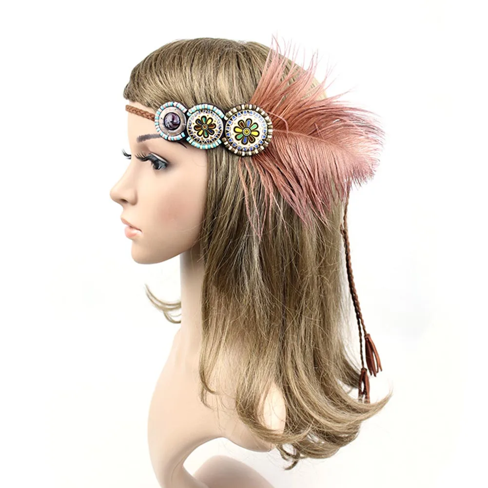 1PC Fashion Retro Feather Flapper Headpiece Party Rope Prom Headband Hair Band Headdress | Украшения и аксессуары