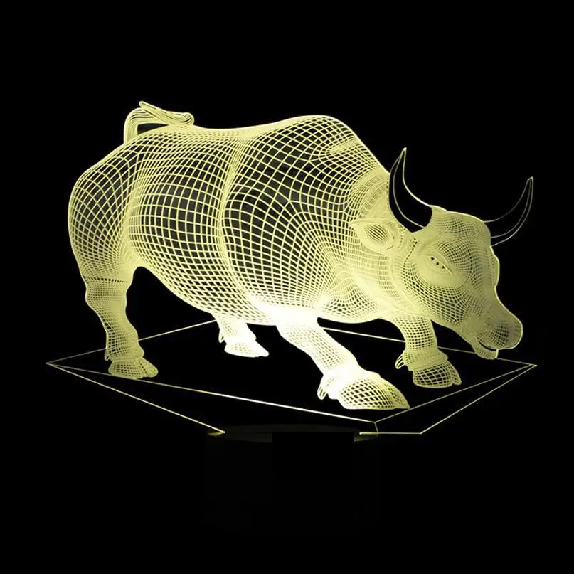 НОВЫЙ Bull 3d Led Красочный светильник s удаленный Управление игрушка лампы