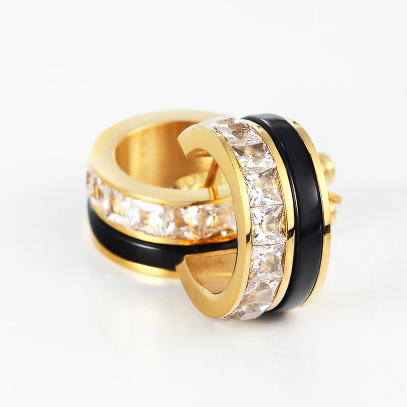 Роскошные блестящие бриллиантовые женские элегантные серьги из нержавеющей