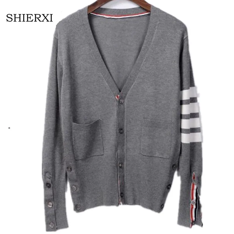 Вязание кардиган мода v-образным вырезом sweter Hombre Slim Fit воротник вязаный Для мужчин