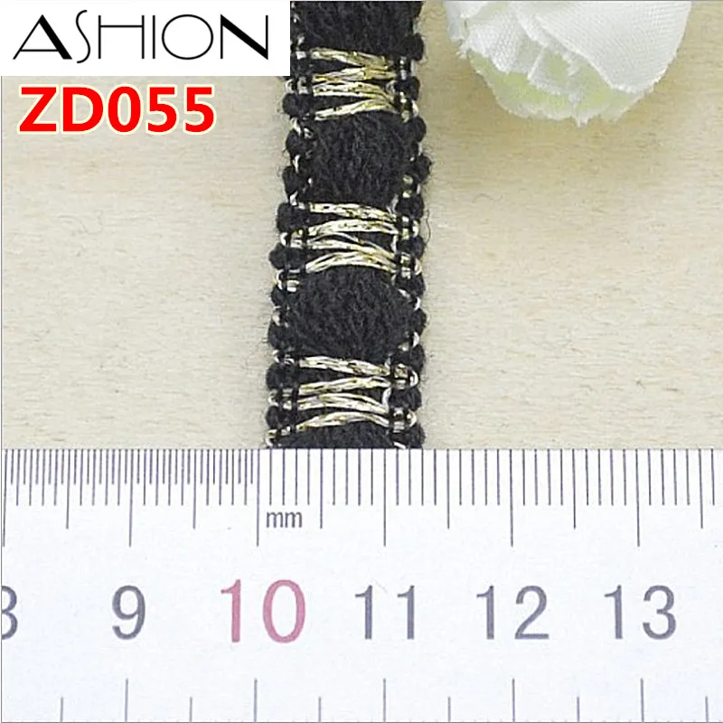 Width 13mm black white and gold polyester braided lash Crochet ribbon lace trim ZD055 | Дом и сад
