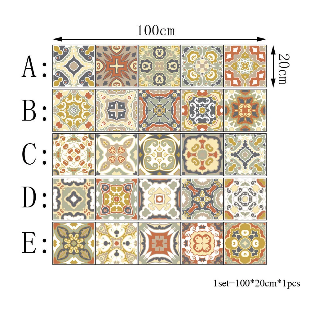 Новый Европейский ретро узор стикер для настенной плитки Гостиная Кухня