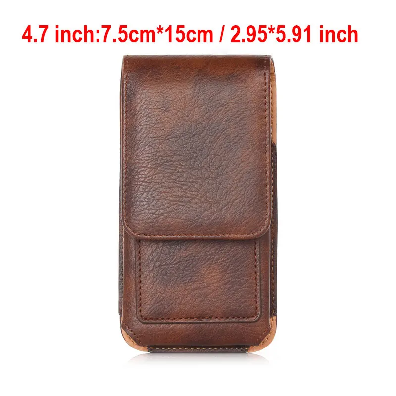 4.7 inch Brown YIANG поясная сумка мужская из искусственной кожи с узором Личи 360 откидная сумка для мобильного телефона поясная сумка ретро сумка с зажимом для ремня кожаная поясная сумка черная - Цвет: 4.7 inch Brown