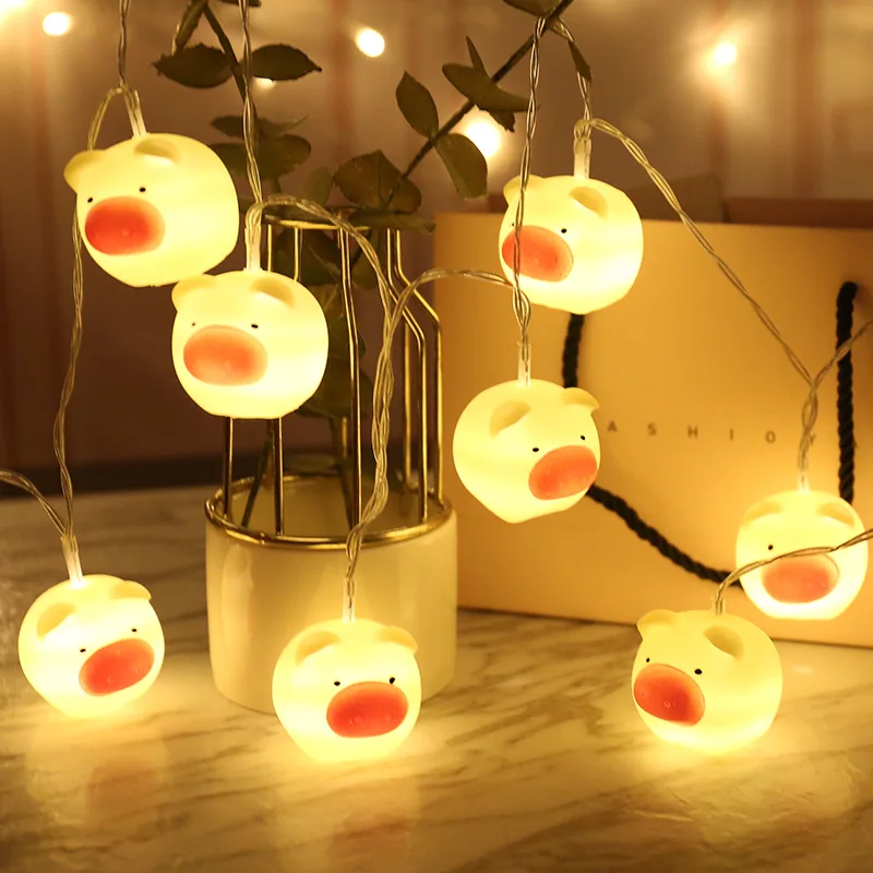 Милый красный нос свинья малыш светодиодный светильник гирлянда батарея USB