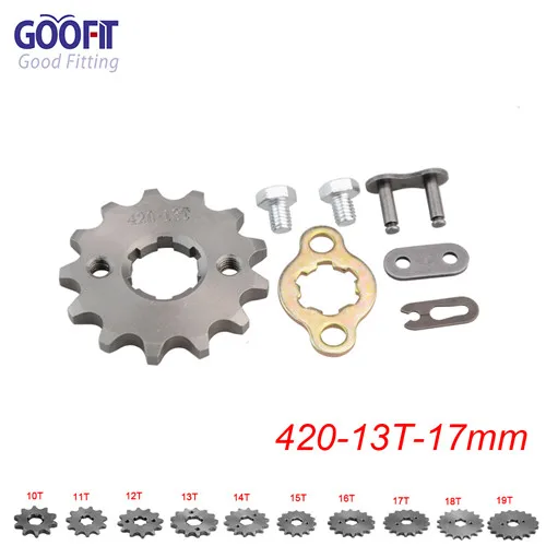 GOOFIT 420 10-19 зуб 17 мм ID двигатель передние звездочки для 50cc 70cc 90cc 110cc скутер мотоцикл велосипед ATV Quad Go Kart мопед - Цвет: 13T