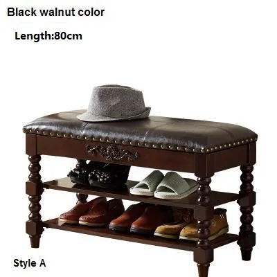 A blackwalnut L80CM Американская дверная скамья для замены обуви из твердой древесины, резная обувь, стойка для теста, скамья для обуви, Многофункциональная скамья для хранения дивана - Цвет: A blackwalnut L80CM