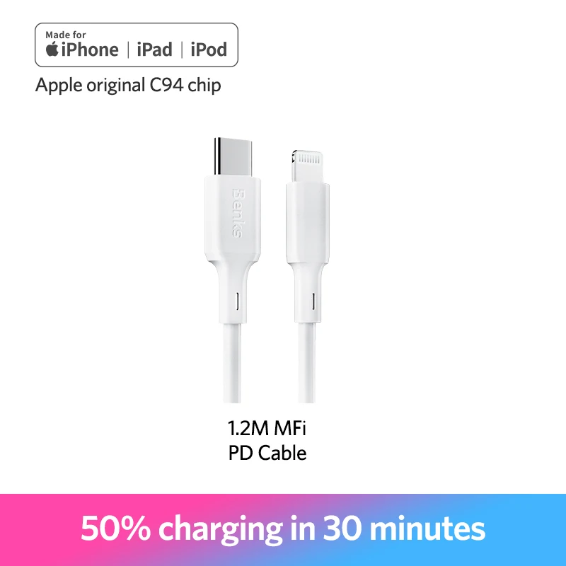 1.2M Benks MFi PD кабель type C для Apple порт быстрая зарядка кабель для iPhone X/Xs/Xr/8 Plus PD адаптер питания USB C кабель для iPad Pro - Цвет: 1.2M
