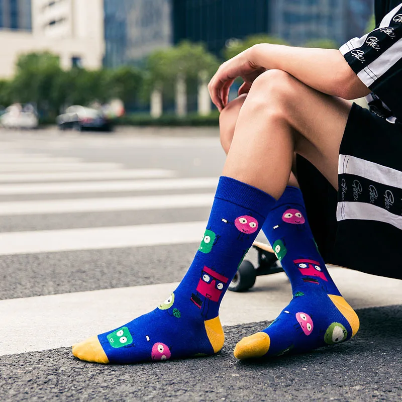 PEONFLY chicken FLOWER hip funny Winter New Pattern ManWill Personality Tide In Canister Male happy Socks Autumn Christmas Gift | Мужская