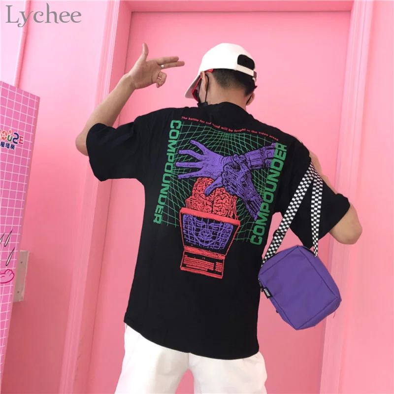 Lychee Harajuku Летняя женская футболка Phantom с буквенным принтом, Повседневная Свободная футболка с коротким рукавом, женская футболка