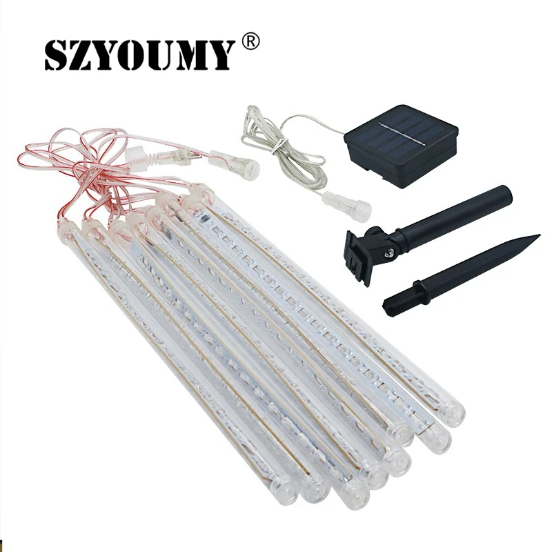 

SZYOUMY LED Meteor Shower Rain Garden Tree HoliDay Light 1.2V 600MAH Waterproof Solar Powered 30cm 8 Tubes lights 5SETS/LOT