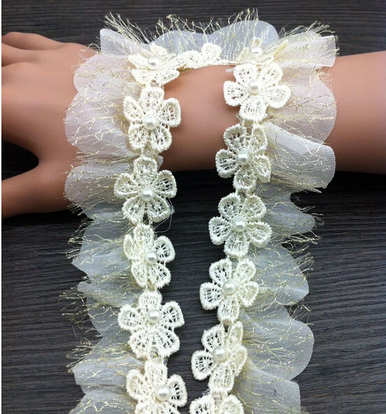 3 ярда 5 см 1 96 &quotШирина слоновой кости/розовый/светло абрикосовый Золотой шифон