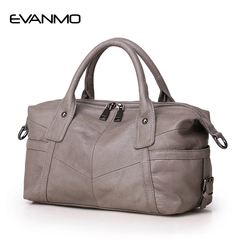 

New Real Boston Polyester Soft 2019 Women Genuine Leather Handbags Design Crossbody Bag European & American Style Totes Classic