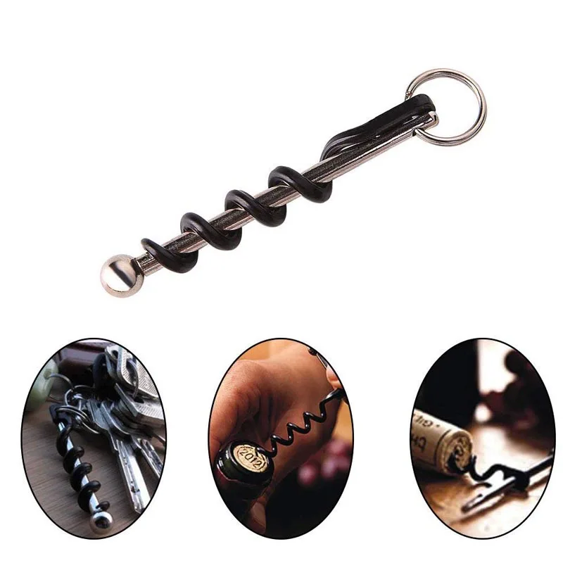 

Mini Outdoor Corkscrew Multifunctional Red Wine Bottle Opener With Keychain Beer Bottle Opener Keychain Keyring EDC Camping Tool