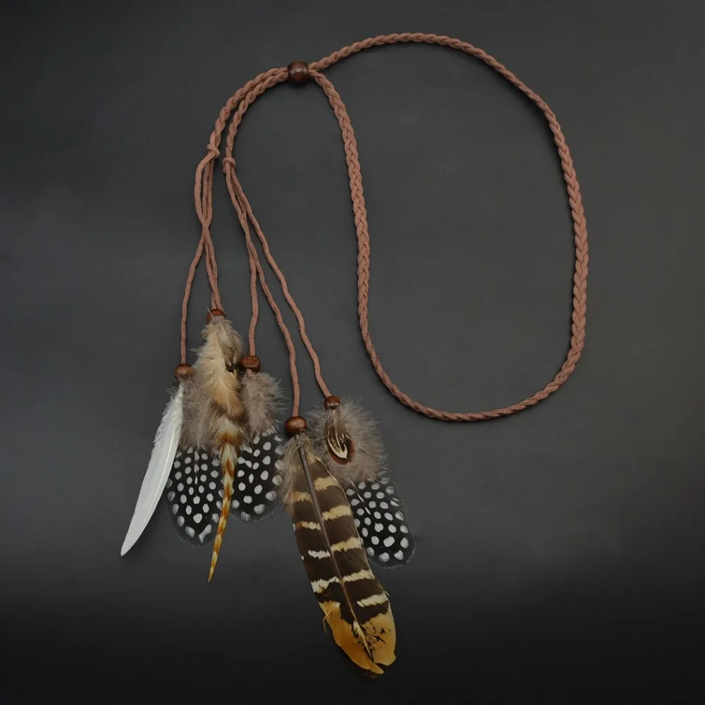 Повязка на голову с перьями в стиле бохо |