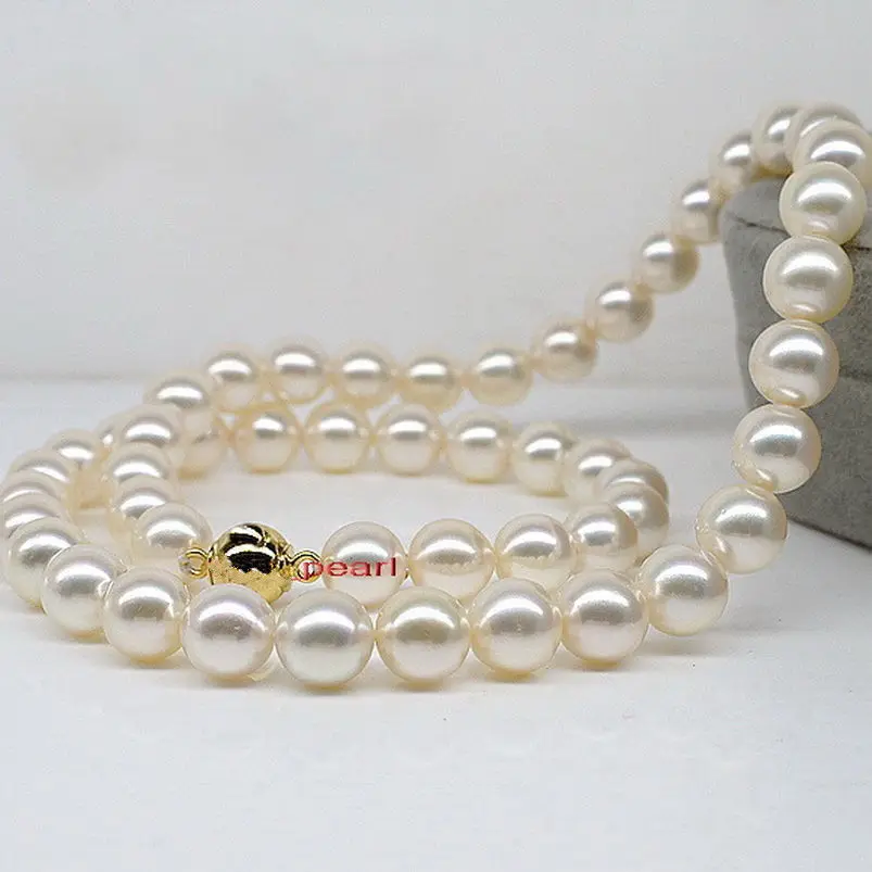 

AAAAA 18"10-11mm Natural south sea perfect round WHITE pearl necklace>Selling jewerly free shipping