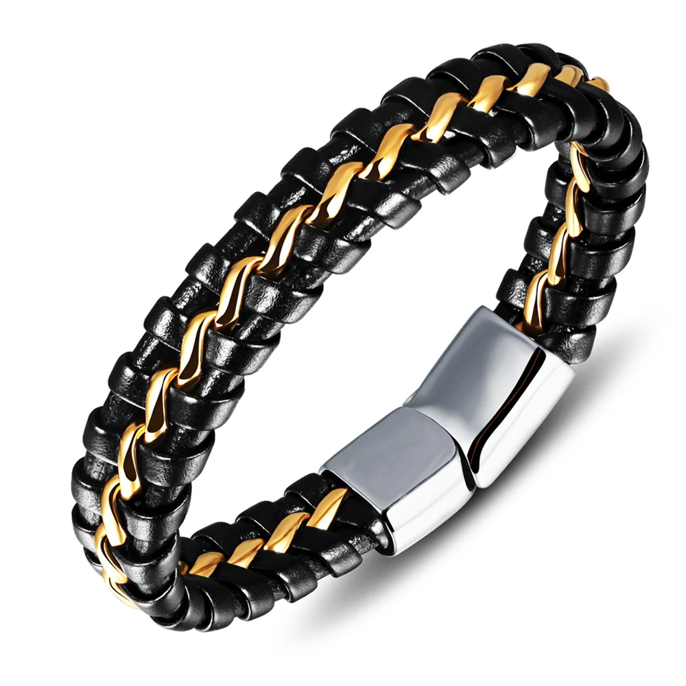 Мужской кожаный браслет ручной работы из нержавеющей стали|leather bracelet|men jewelry