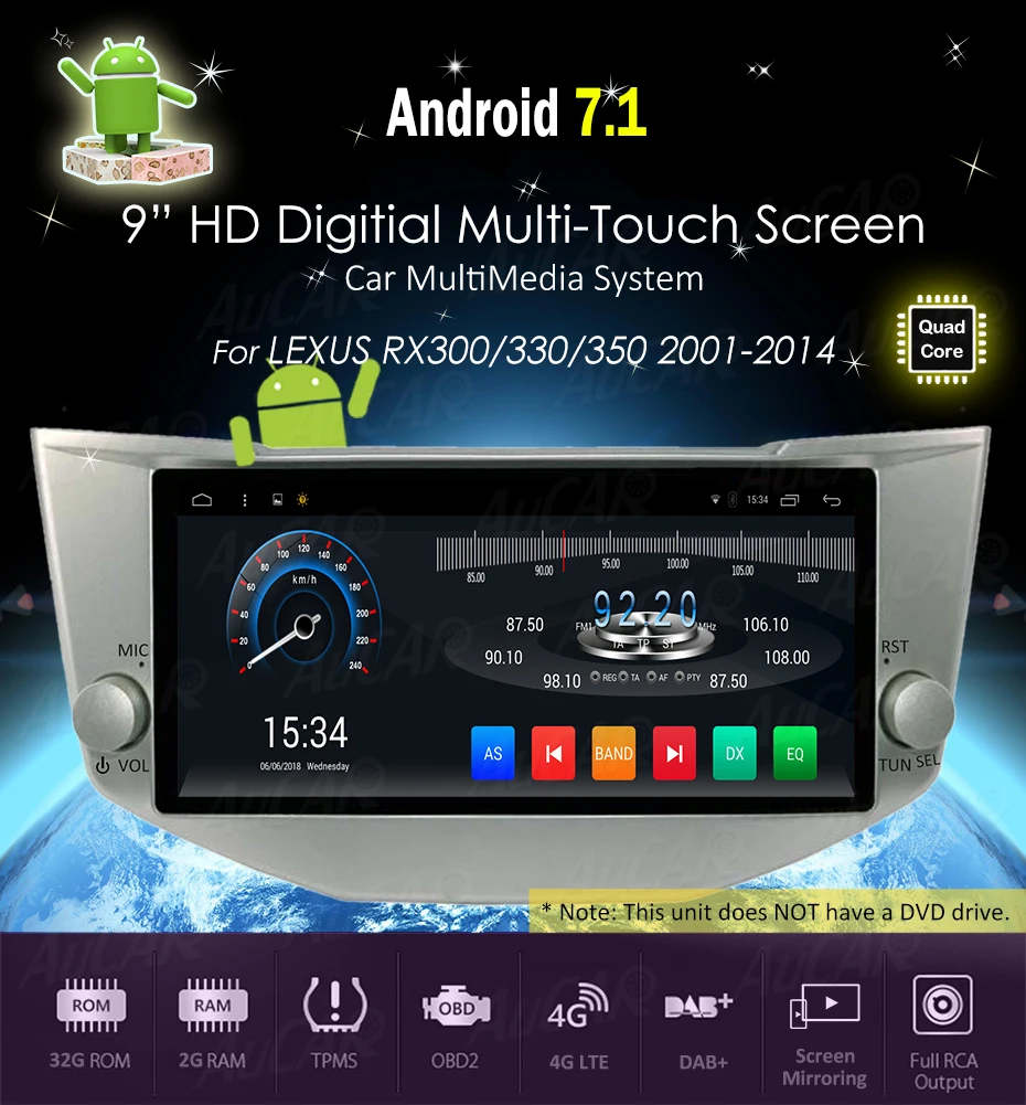 AuCAR 10,2 Android автомобильный Радио gps Navi для Toyota Harrier 2003-2012 для Lexus RX330 300 350 2003-2009 Навигация стерео AUX