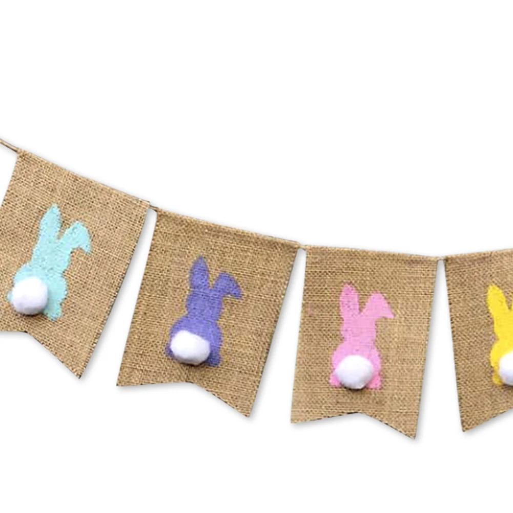 Пасхальные баннер-гирлянда флаг гирлянда из мешковины строка вечерние партия