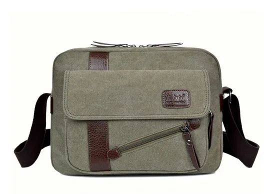 army green Винтажные мужские сумки-мессенджеры, Холщовая Сумка через плечо, модная мужская деловая сумка через плечо, дорожная сумка - Цвет: army green