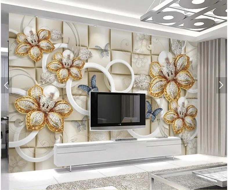 3D-обои на заказ настенные цветы жемчужные Фреска используется для гостиной