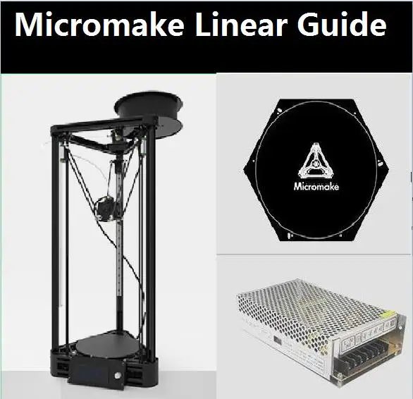 Micromake 3d принтер линейная направляющая DIY комплект kossel Delta автоматическое выравнивание большой размер печати 3D металлический принтер