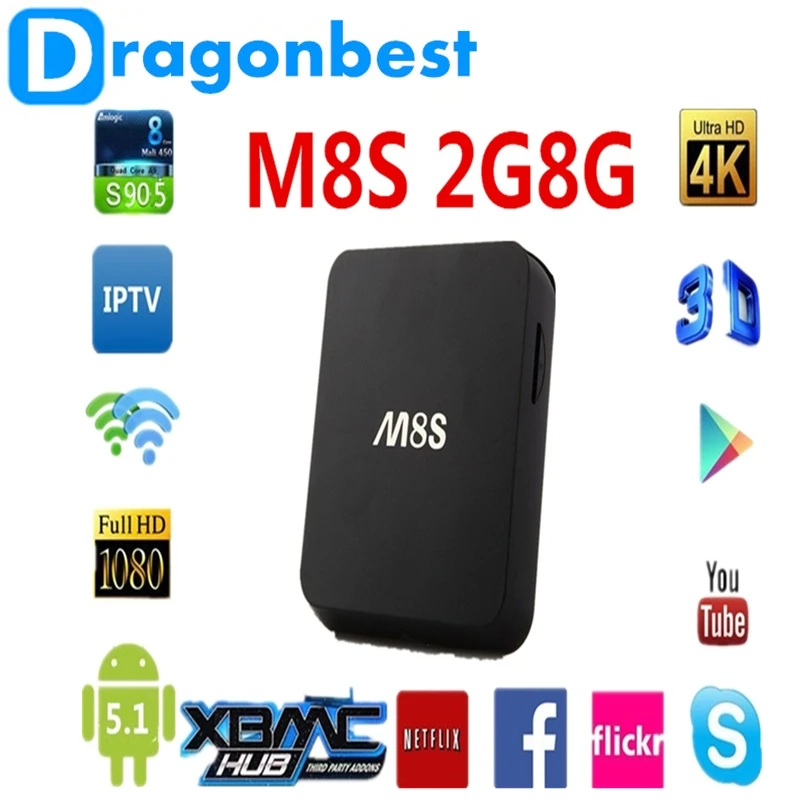 20 шт. M8s Amlogic s812 Чипсет телеприставку 4 К Android Box 2 г/8 г Dual Band 2.4 г/5 Wi-Fi Full HD 4.4 smart |