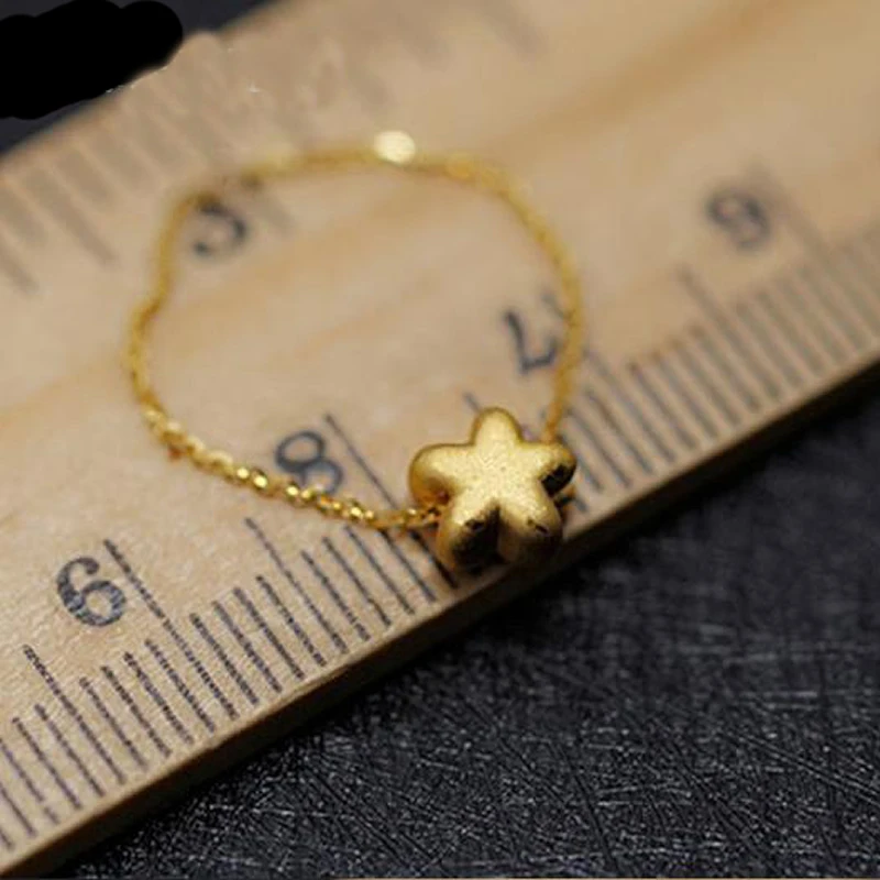 

New Arrival 999 Yellow Gold Star Ring O Link Chain Ring