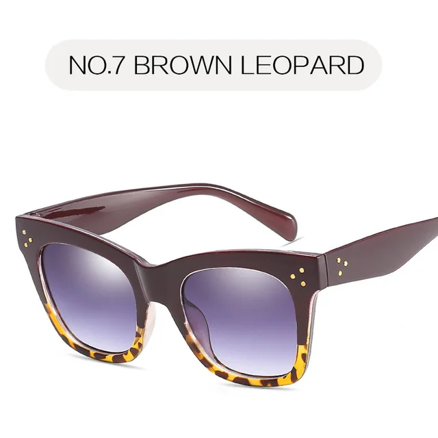 Мода кошачий глаз Leopard солнцезащитные очки Для женщин Брендовая Дизайнерская обувь Винтаж Женские квадратные солнцезащитные очки Óculos де золь UV400 - Цвет линз: c7