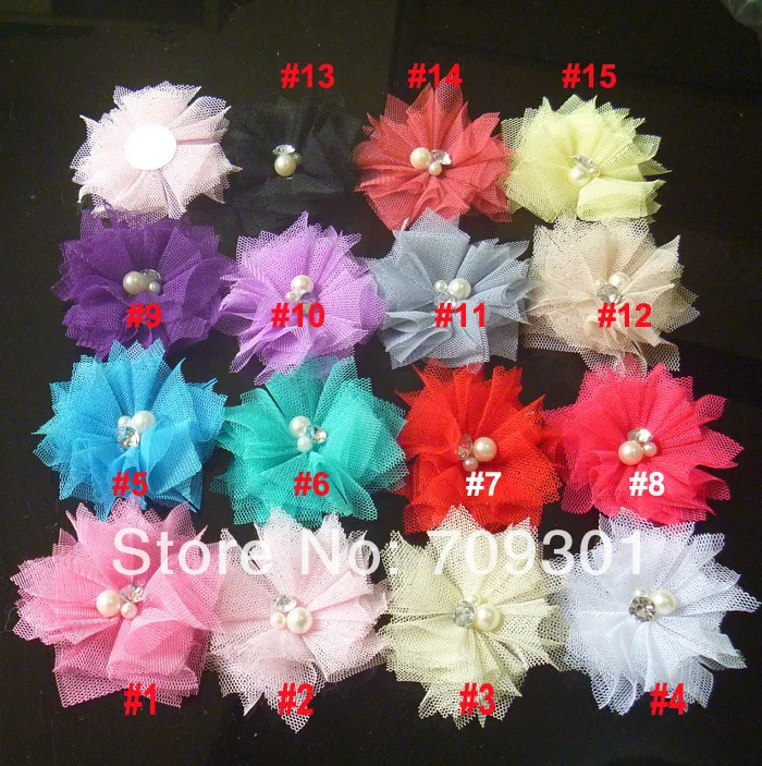 

Newborn Headband Tulle Flower Headbands 16Colors 50Pcs Free Shipping