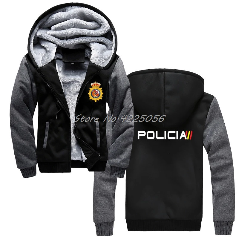 Black Gray Espana Policia испанская национальная полиция Espana Policia толстовки Riot Swat спецназ толстовка мужская хлопковая теплая куртка - Цвет: Black Gray