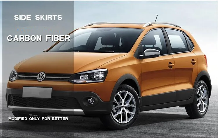 Автомобиль углеродного волокна боковые юбки комплект крышка для Volkswagen VW Polo Hatcback по FedEx