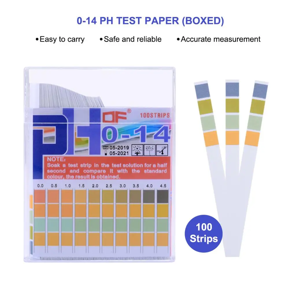 

10 pcs Universal pH Test Paper Strips for Test Body Acid Alkaline pH Level, Aquariums, Drinking Water, Measure Full Range 0-14