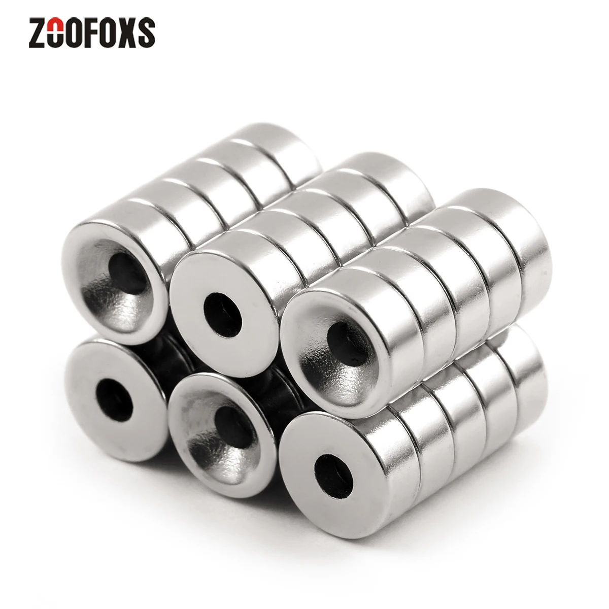ZOOFOXS 5pcs 12 x 5 mm Hole 4mm Small Round Counstersunk Ring Neodymium Magnet Craft Permanent Rare Earth Magnets 12*5-4mm