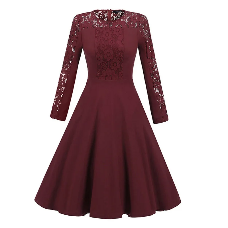 Женское винтажное платье с длинным рукавом Goth Осеннее кружевное для вечеринки