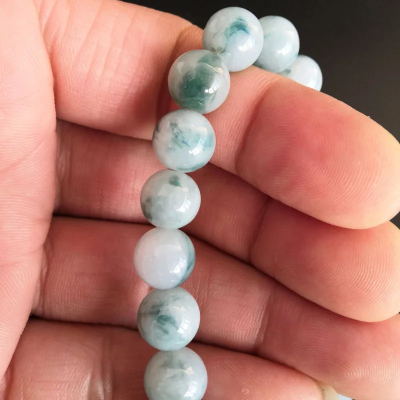 

Natural Myanmar Emerald Floating Flower Bracelets Drop Shipping Luck Amulet Jade Stone Bracelets For Men And Women Gift