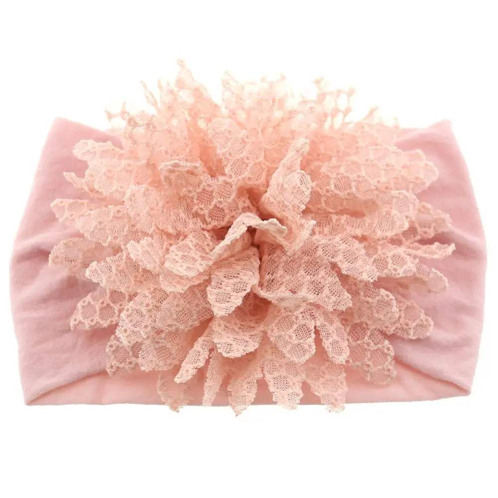 

Girl Nylon Headbands Soft Lace Flowers Headwear Elastic Turban Hair Accessories for Kids Children