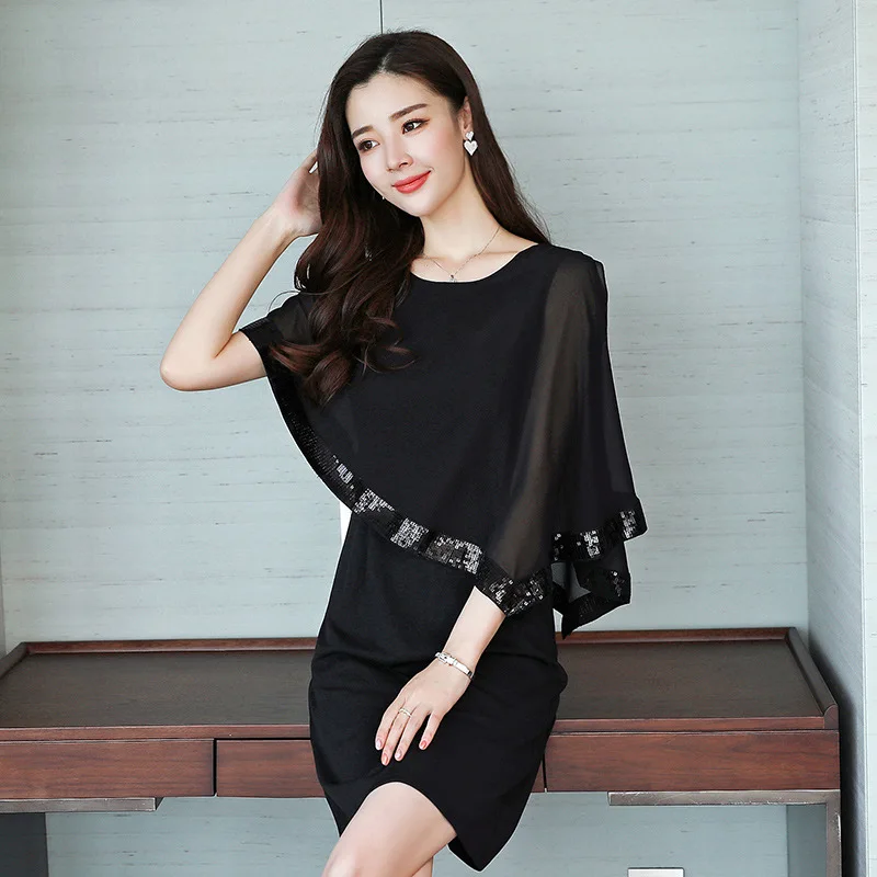 Новинка женское летнее корейское Модное шифоновое платье с короткими рукавами