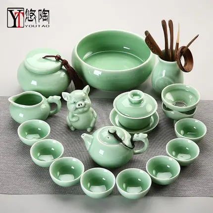 Longquan Celadon чайный набор кунг-фу домашний японский стиль простой пуэр чайный набор Современный чайник чайная чашка с крышкой чаша аксессуары для чая