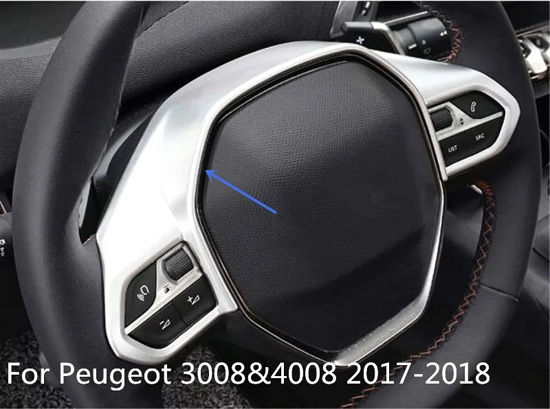 Для Peugeot 3008 & 4008 2017-2018 ABS хромированный чехол для салона рулевого колеса