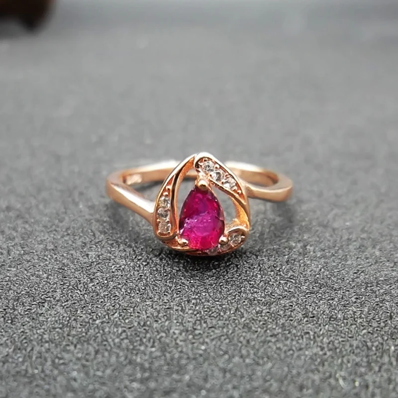 

LANZYO 925 Sterling Silver Tourmaline Rings fashion gift for women fine wedding bands water drop classic wholesale j040602agx