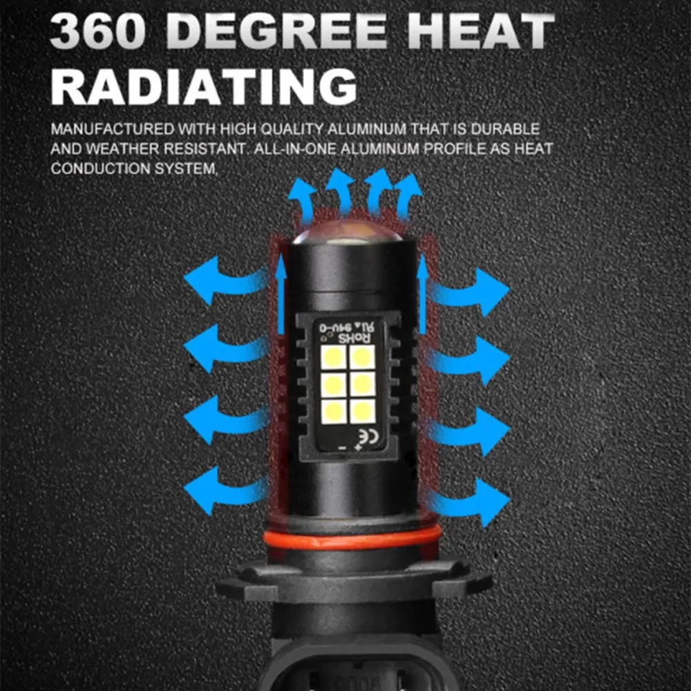 2 шт. для 9006/HB4 3030 21SMD лампы Противотуманные фары 1200LM 6000 К автомобиля белый авто лампы светодио дный свет 12 В 24 В