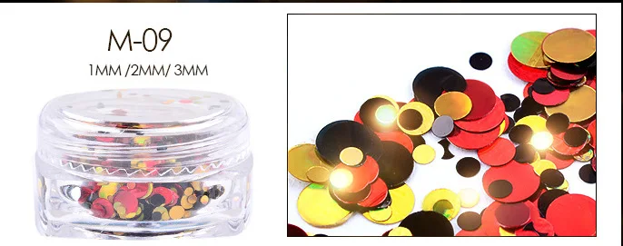 12jar/набор голографические пайетки для ногтей круглые 1 мм 2 мм 3 мм украшения для ногтей блестки для маникюра Блестки для ногтей