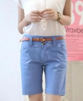 2016 Новинка Высокая талия Шорты Для женщин хлопок + льняные летние широкие брюки